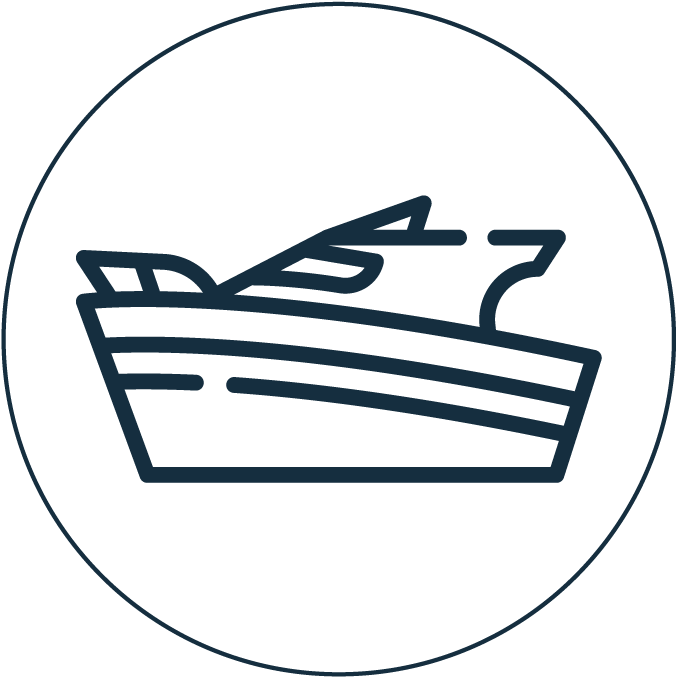 Yacht Button Icon blue white